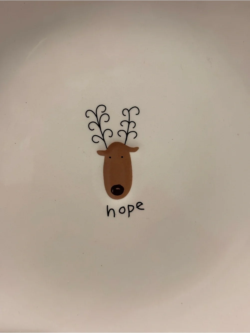 Pottery Barn White Ceramic Holiday Bowl with Red Ribbon Trim and Reindeer